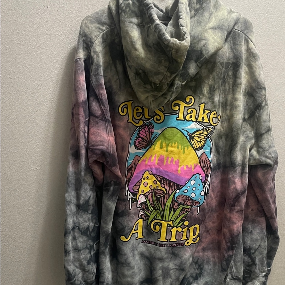 Assholes Live Forever Tie-Dye Hoodie with 'Let's Take A Trip' Print